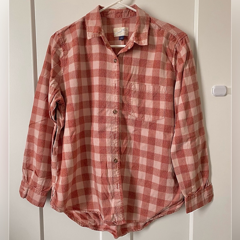 Pink plaid button shirt
